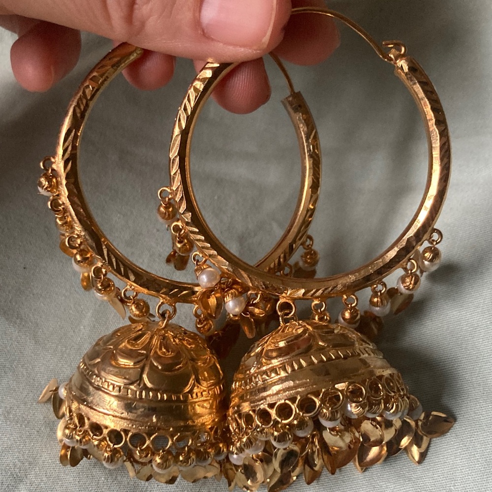 large gold plated jhumkis Earrings